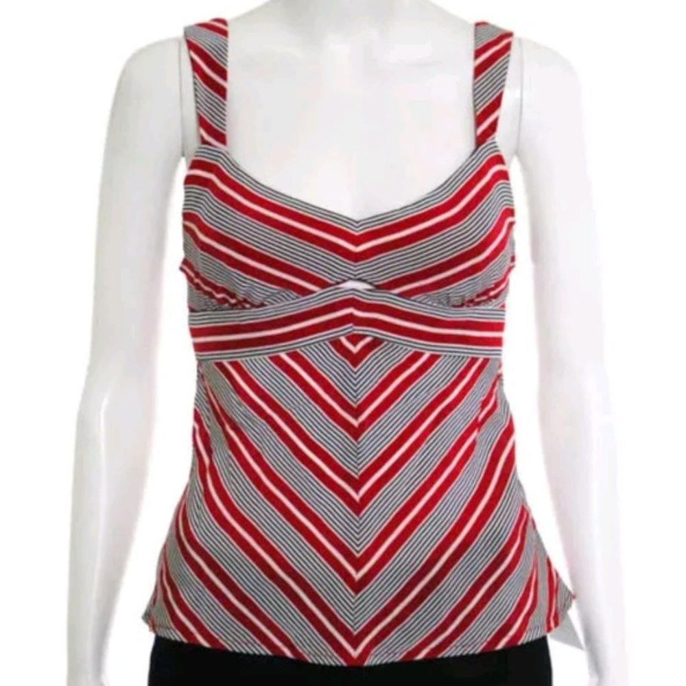 Nanette lepore silk spaghetti striped top shirt 4 - Picture 2 of 5
